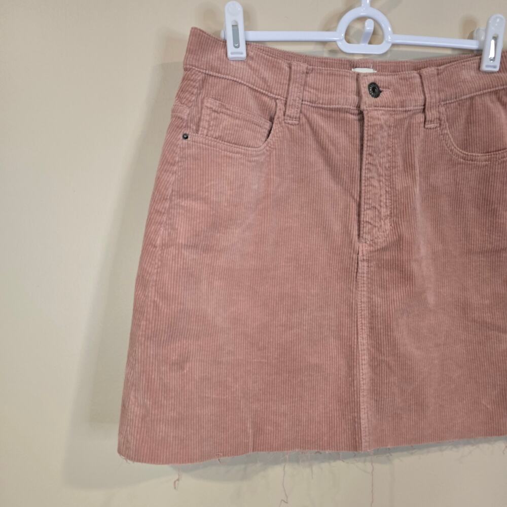 Women's Sneak Peek Dusty Rose Corduroy Mini Skirt Raw Hem | Size Medium - Picture 4 of 11